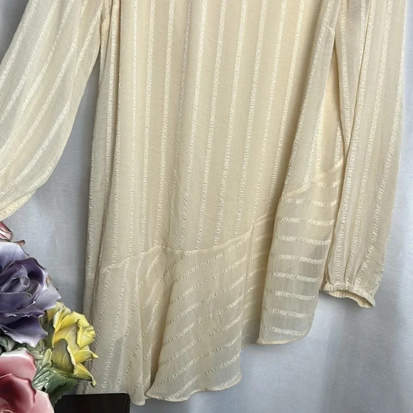 SOFT SURROUNDINGS tunic women L,cream layered silky chiffon ,boho,cottagecore, - Picture 5 of 10